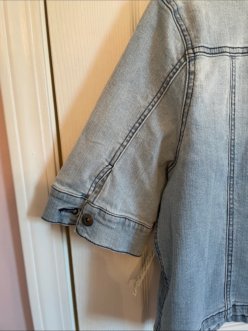 One World Light Wash Denim Button-Up Jacket - Picture 7 of 8